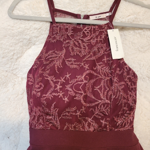 NWT, Francesca's High Neck dress Lace Dress, Size: Small, Color: Red(Burgundy) - Picture 4 of 4